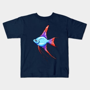 Tropical Fish Cartoon Illustration Goldfish Design Kids T-Shirt